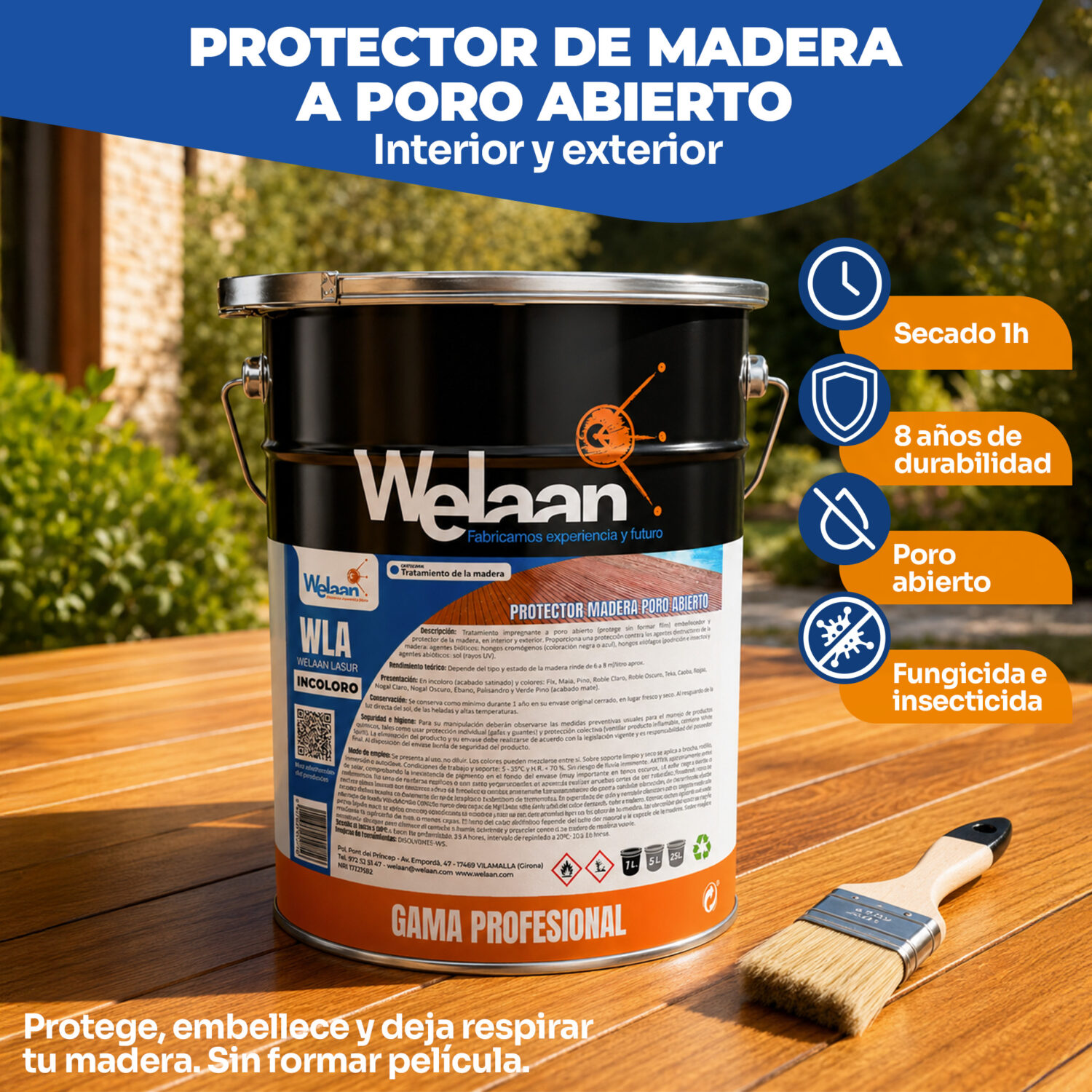WELAAN LASUR - Protector para madera poro abierto