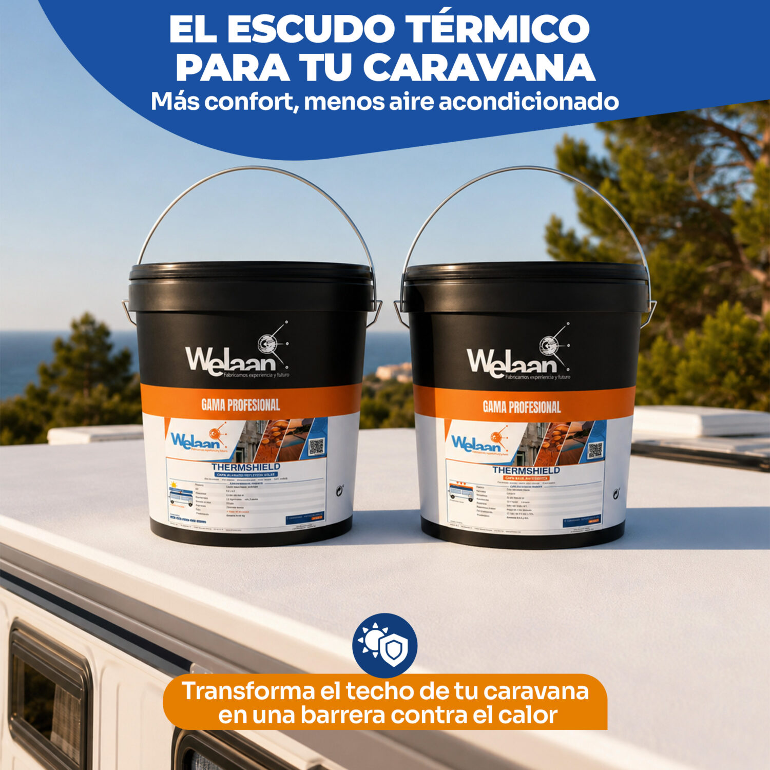 Kit THERMSHIELD 5L — Sistema Bicapa Antitérmico y Reflectante para Techos de Caravanas y Autocaravanas | Welaan - Imagen 3