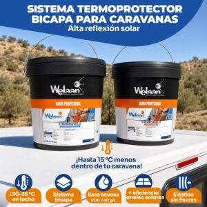 Kit THERMSHIELD 5L — Sistema Bicapa Antitérmico y Reflectante para Techos de Caravanas y Autocaravanas | Welaan