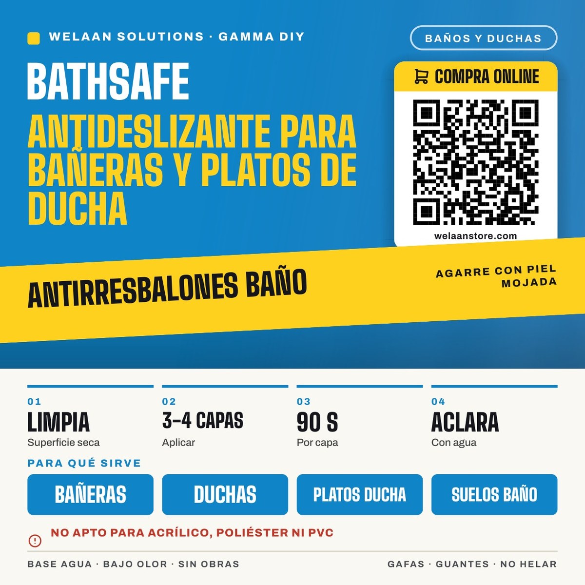 BATHSAFE – Antideslizante invisible para bañeras y platos de ducha 1 L - Imagen 3